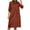 Wine, variant on Ahuyic Printed Solid Color Plus Size Dress For Women, Summer Womens' Short Sleeve Knee-Length Dresses,Women's Summer Seven-Minute Sleeve Button Collar Cotton And Linen Long Dress