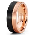 thumbnail image 2 of Metal Masters Mens Tungsten Ring Offset Groove Wedding Band Comfort-fit 8mm Black Rosetone, 2 of 4