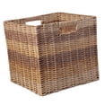 thumbnail image 1 of Cesta de almacenamiento de ratán sintético, cesta de almacenamiento decorativa con asas, cubo de almacenamiento tejido a mano para baño, hogar, cocina, 1 of 7