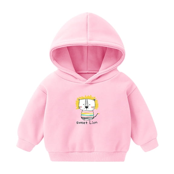Emitonse Baby Toddler Boys Girls Zip Up Hoodie Sweatshirt Comfortable Soft Stylish Cartoon Print Hooded Sweatshirts For Boys Girls Pink,Size 5-6 Years