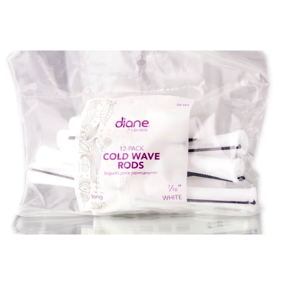 7/16" - Long , Diane 12 PC White Cold Wave Rods , Hair Scalp - Pack of 2 w/ SLEEKSHOP Teasing Comb