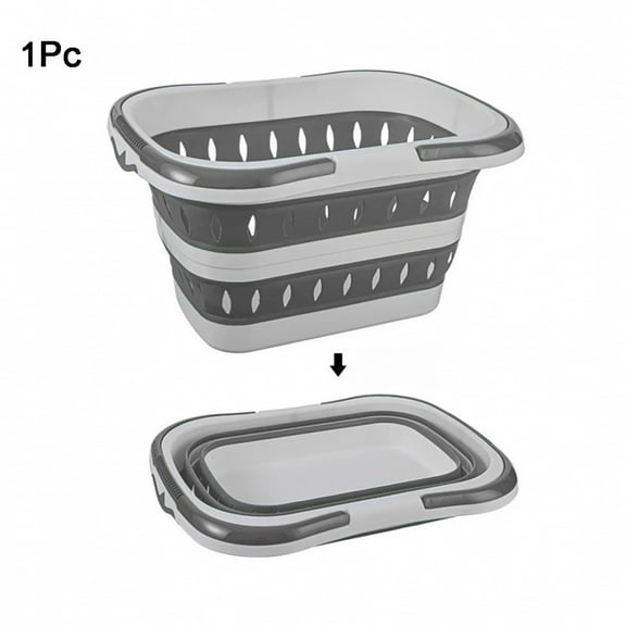 Foldable Collapsible Handled Laundry Basket Ellipse Oval Tub- Portable Washing Tub Space Saving Laundry Containers