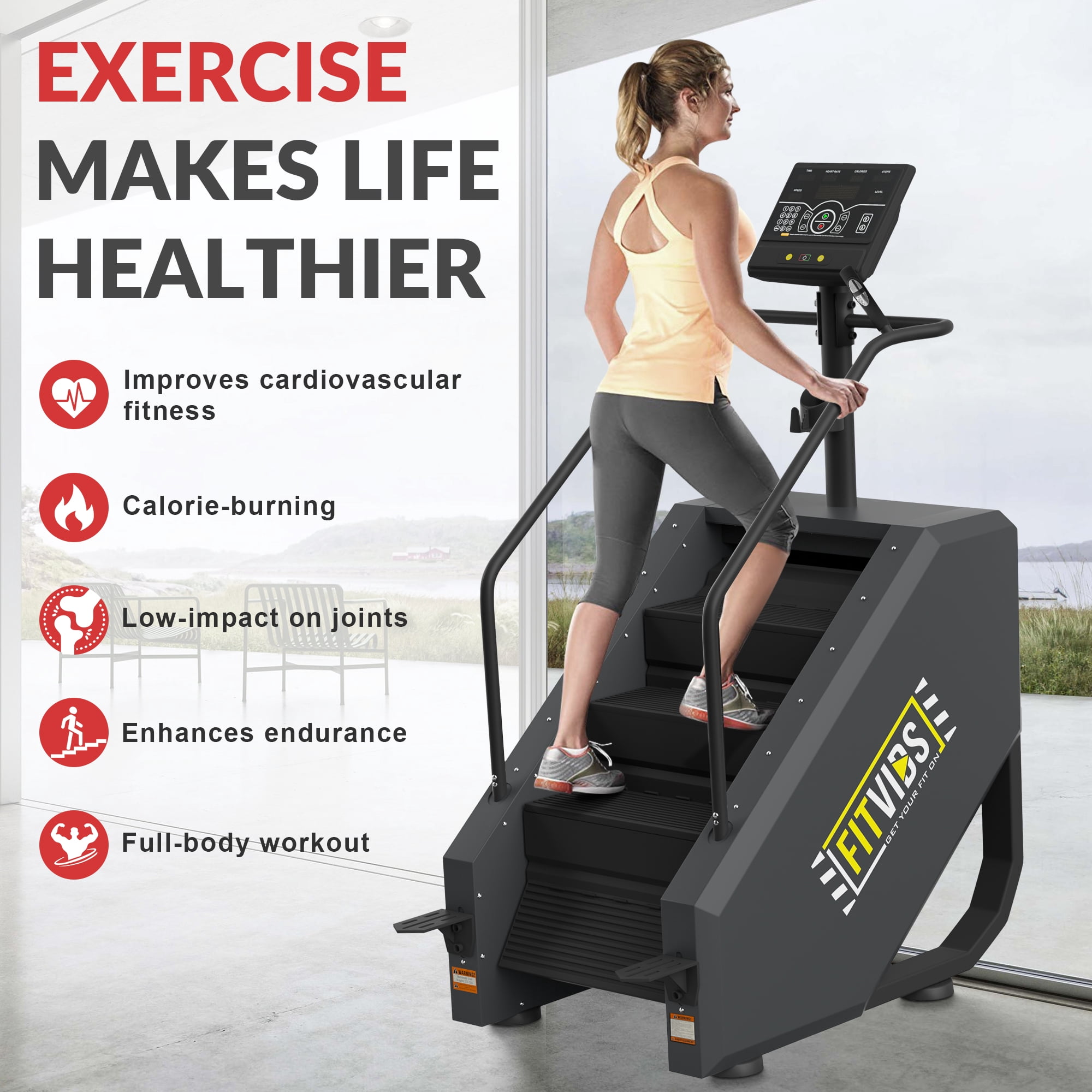 Sprint Demon Continuous Climbing Stair Stepper Machine, Cardio Workout Equipment，Adjustable Resistance Levels，for Home Gym