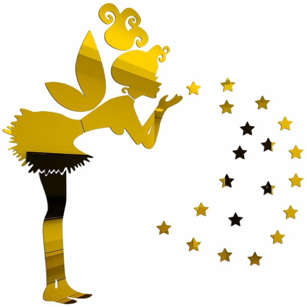 Pared De Espejo 3D Calcomanías Acrílicas De Hadas Y Estrellas Para La Decoración De La Pared Del Hogar Minnieouse HA045158-06