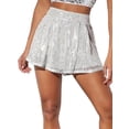 thumbnail image 2 of Womens Sparkly Sequin Shorts Glittery Skort Party Wear Disco Shiny Metallic Skirt Shorts White XXL, 2 of 7
