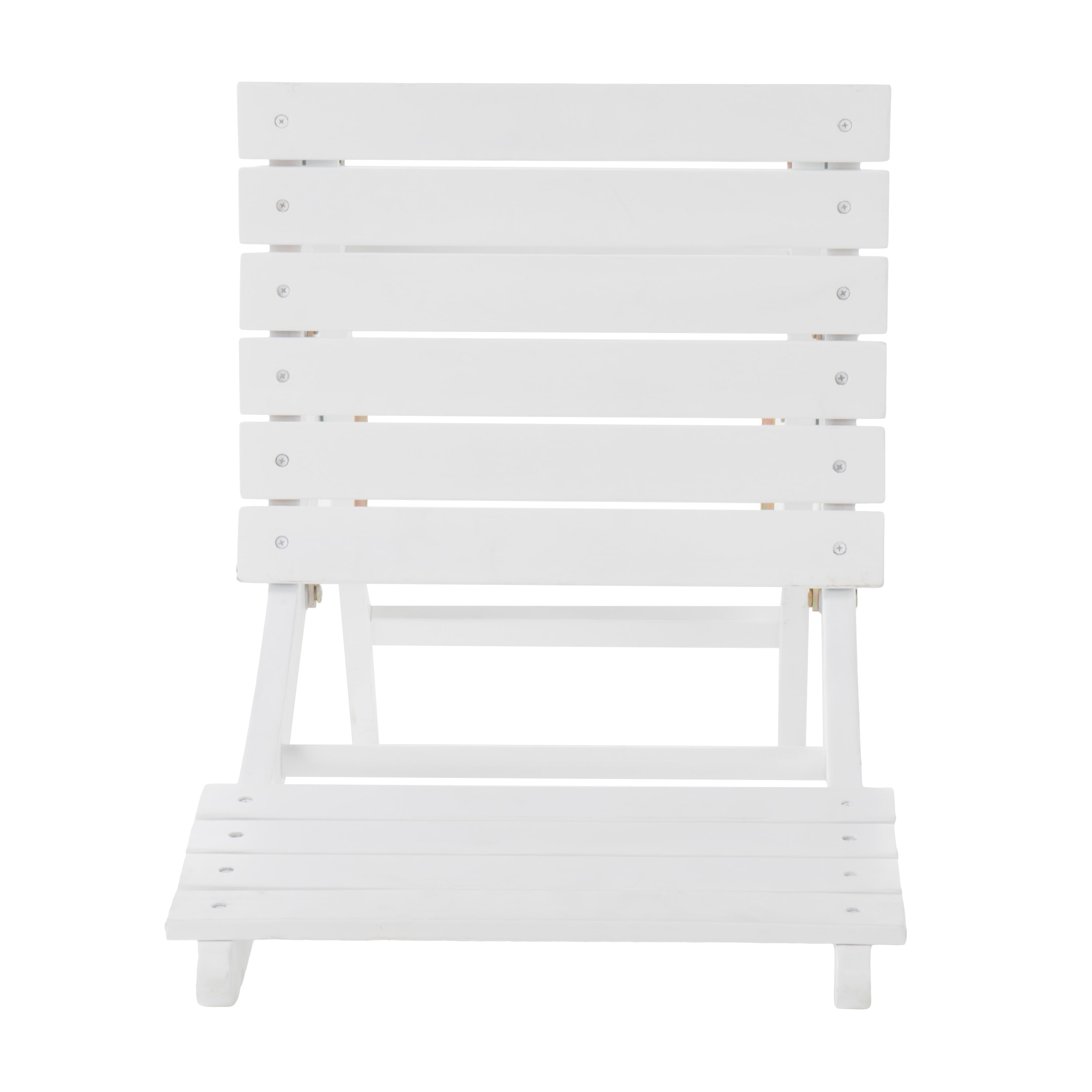 Outdoor Foldable Dining Chair Set of 2, Portable Acacia Wood Leisure Seats for Patio Garden, White