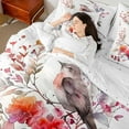thumbnail image 4 of Feelyou Watercolor Birds Teen Bedding Comforter Set 7pcs, Spring Pink Flower King Bedding Sets, Rustic Animal Reversible Bed Sheets, Microfiber Bedroom Decor, 4 of 8