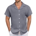 thumbnail image 1 of Men's Casual Linen Shirt - Cuban Collar, Button Down, Breathable Material, Perfect for Summer & Vacation, 1 of 5
