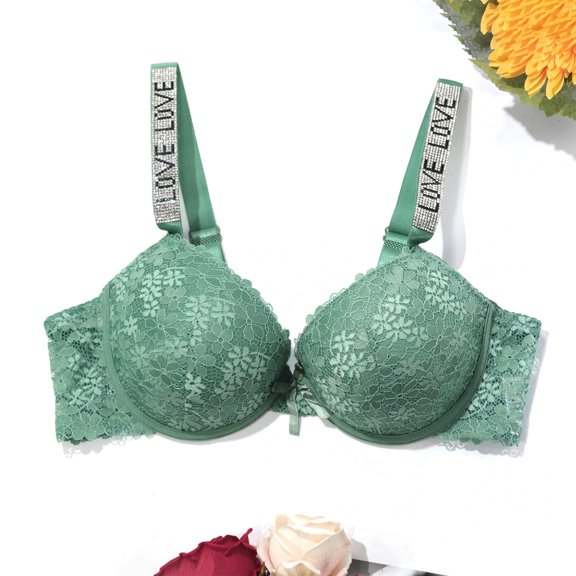 Vedolay Bra For Women Women's Front Closure Plus Size Full Coverage Lace Underwire Racerback Bra,Green 40