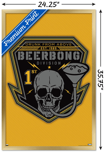 Lunch Hour Productions - Beerbong Division Wall Poster, 22.375" x 34" Framed