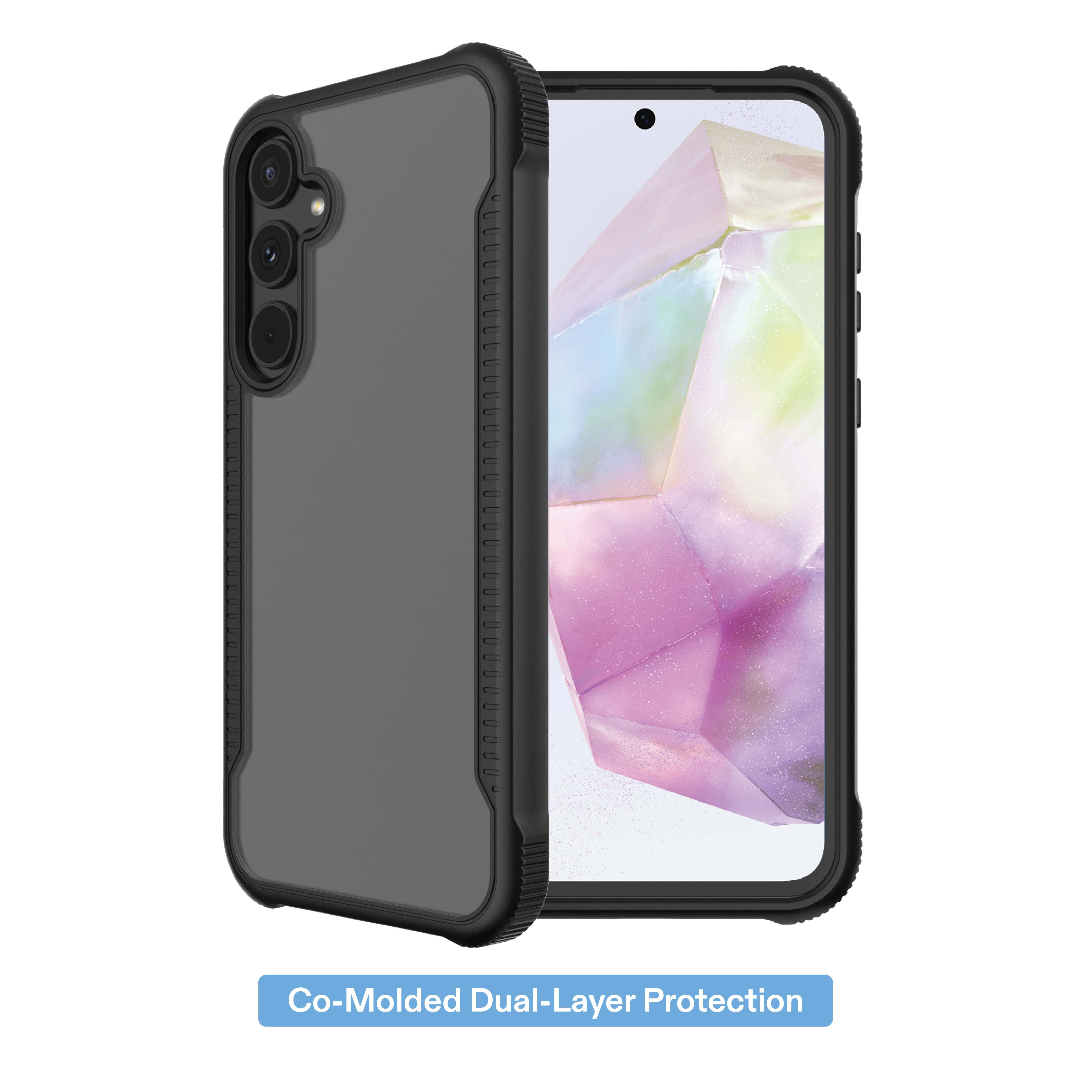onn Dual-Layer Phone Case for Samsung Galaxy A35 5G - Black/Clear