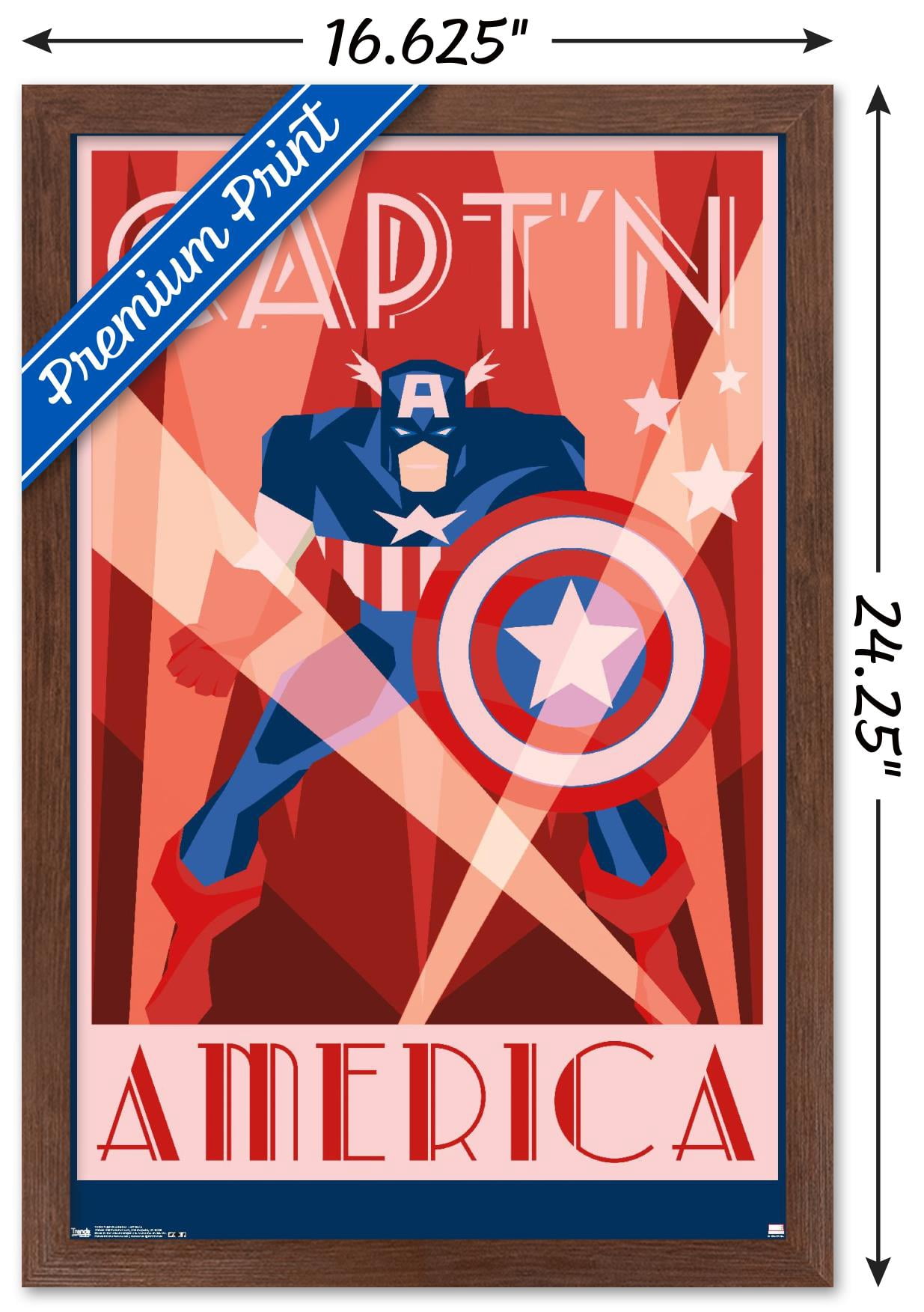 Marvel Comics - Captain America - Art Deco Poster