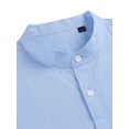 thumbnail image 6 of sogami Men's Long Sleeve Cotton Linen Shirts Standing Collar Button Down Shirt, 6 of 8