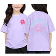 thumbnail image 1 of PMVFHDE Hauts d'Été Fille T-Shirt Robes pour Fille 2025 Hauts Tendance pour Fille Hauts de Natation 2025 Hauts Tube pour Filles T-Shirt Imprimé Col Rond Manches Courtes pour Garçons et Filles Violet, 6-7 Ans, 1 of 3