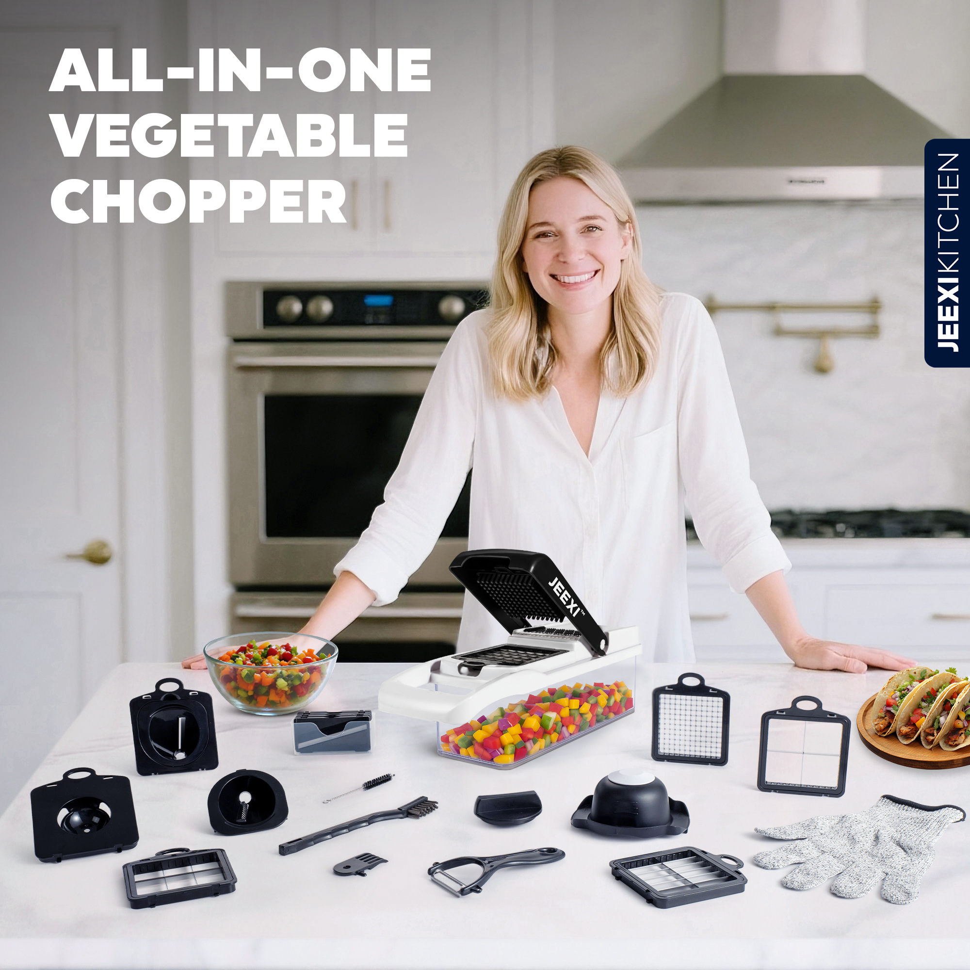 JEEXI Pro Vegetable Chopper, 12-in-1 with 11 Blades photo 2