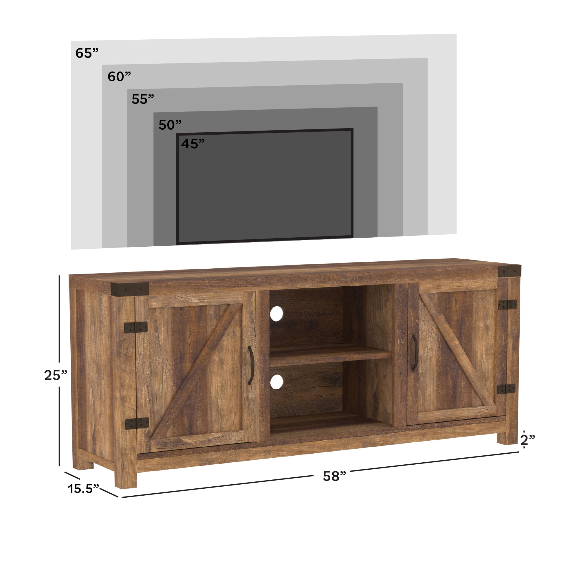 Walker Edison Modern Farmhouse Barn Door TV Stand for TVs up to 65", Reclaimed Barnwood