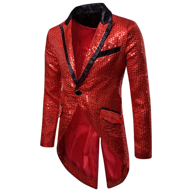 Jackets for Men,Costumes for Men,Mens Dancing Party Performance Costumes Fashionable Personality Hot Stamping Bright Color Pocket Casual Cool List Two Button Tuxedo Suit Jacket