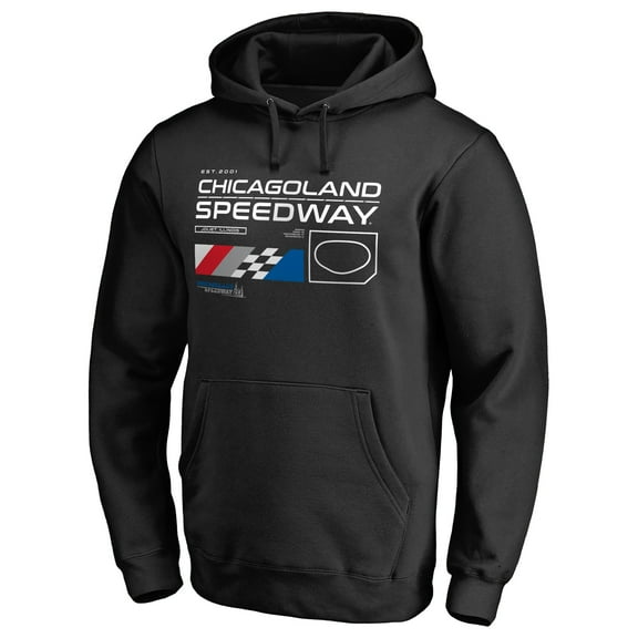 Men's Black Chicagoland Speedway ISC Track Outline Pullover Hoodie