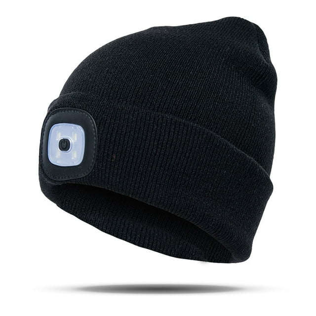 Gorro de cabeza LED, gorro para correr recargable por USB, ultrabrillante, 4 LED, resistente al agua, para invierno, cálido, regalos para hombres y mujeres kaili Sencillez