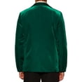thumbnail image 3 of INSPIRE CHIC Velvet Suit Jacket for Men's Contrast Lapel Wedding Party Velour Blazer M Green, 3 of 5