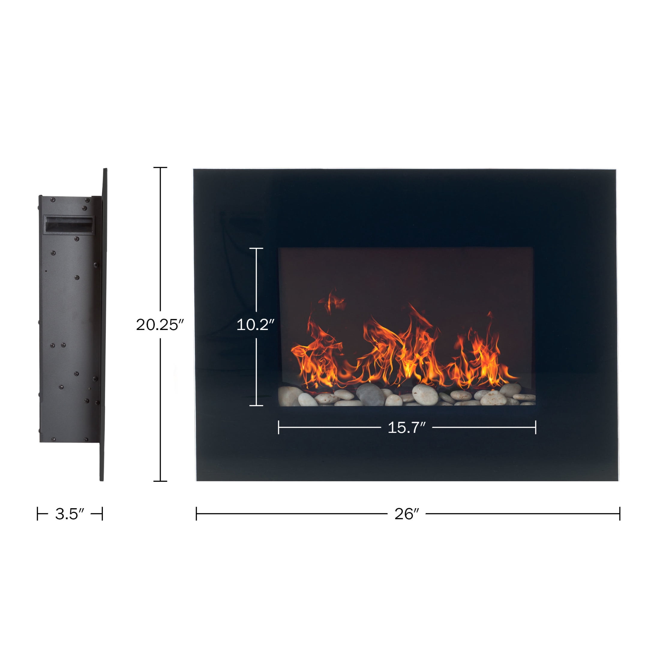 Northwest Wall-Mount Electric Fireplace Heater with Remote Control (Black)