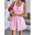 thumbnail image 5 of Women'S Summer Cute Corset Mini Dress Lace Spaghetti -Neck Flowy A-Line Gingham Short Dresses Pink S, 5 of 9