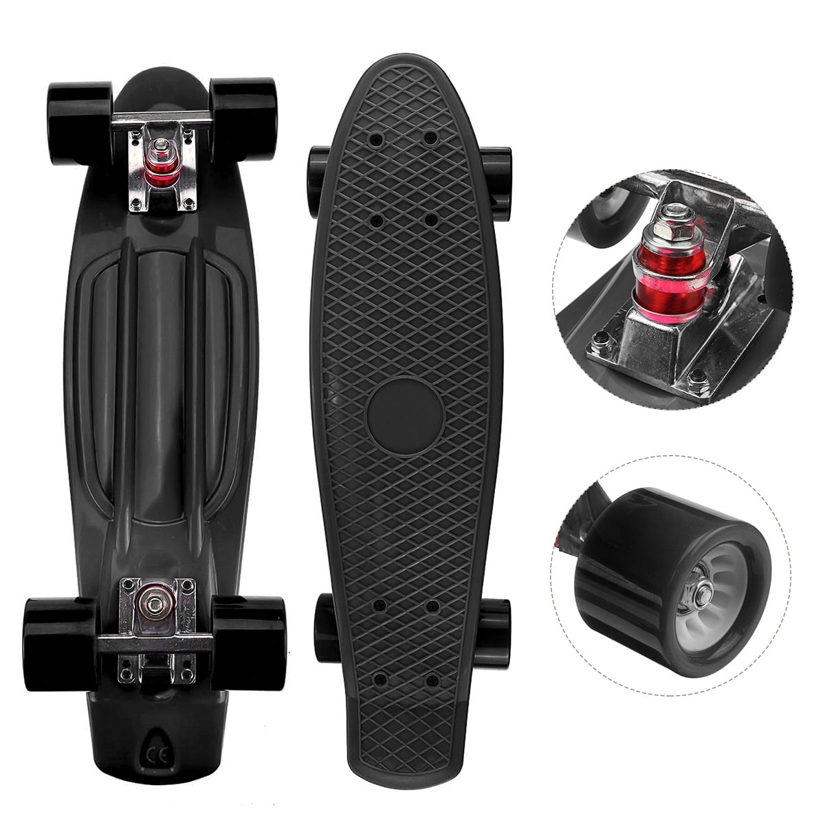 22" Skateboard Mini Cruiser Complete Skateboard Plastic Deck for Kids Teens Gift 