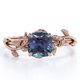 thumbnail image 1 of JeenMata Anillo de Compromiso Inspirado en la Naturaleza con Alejandrita de 1 Quilate Creada en Laboratorio con Corte en Forma de Cojín Engaste de 4 Puntas, Baño de Oro Rosa de 18 K sobre Plata, 1 of 6