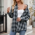 thumbnail image 4 of Utoimkio Women's Long Sleeve Plaid Shirts Lapel Button Down Jacket Coats for Women with Pockets, 4 of 6
