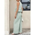 thumbnail image 4 of Womens 2 Piece Gingham Plaid Set Sleeveless Ruffle Tank Top Wide Leg Pants Summer Matching Lounge Outfits, 4 of 8