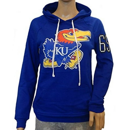 - Kansas Jayhawks Officially Licensed Logo Womens Junior Fit Pullover Hooded Shirt French Terry Hoodie (Medium)