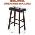 thumbnail image 2 of Set of 4 Counter Height 24" Bar Stools Wood Frame & Brown Leather Kitchen Island Barstools, 2 of 7