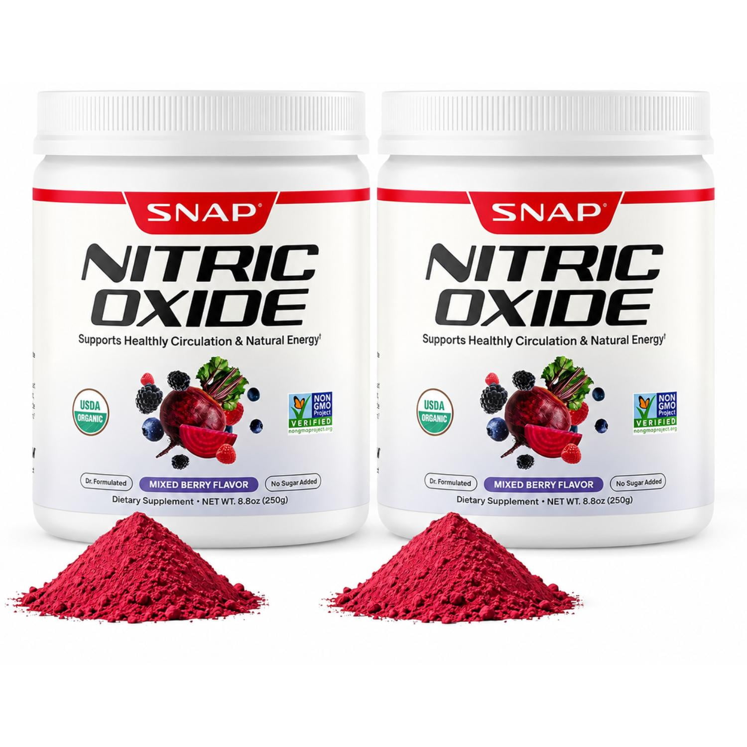 Snap Supplements Beet Root Nitric Oxide Powder - Blood Pressure & Cardio Health Support, Energy Boost, Original, 2 Pack