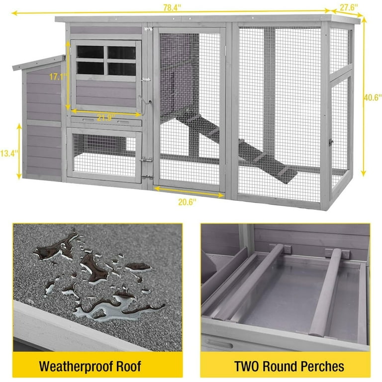 Aivituvin 71in Chicken Coop Run Extension Outdoor Rabbit Expansion Pen for Aivituvin Chicken Coop Hutch Removable Doors for Easy Combination. Walmart