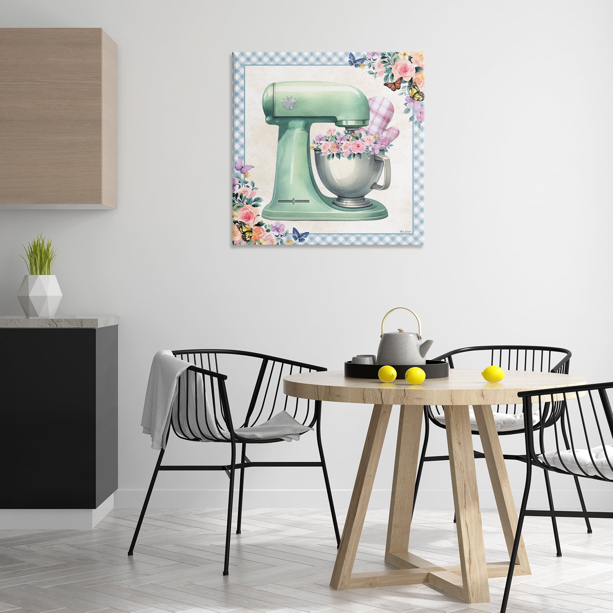 Stupell Industries Kitchen Mixer with Flowers Food & Beverage Painting Wrapped Canvas Art Print Wall Art, 30 x 30