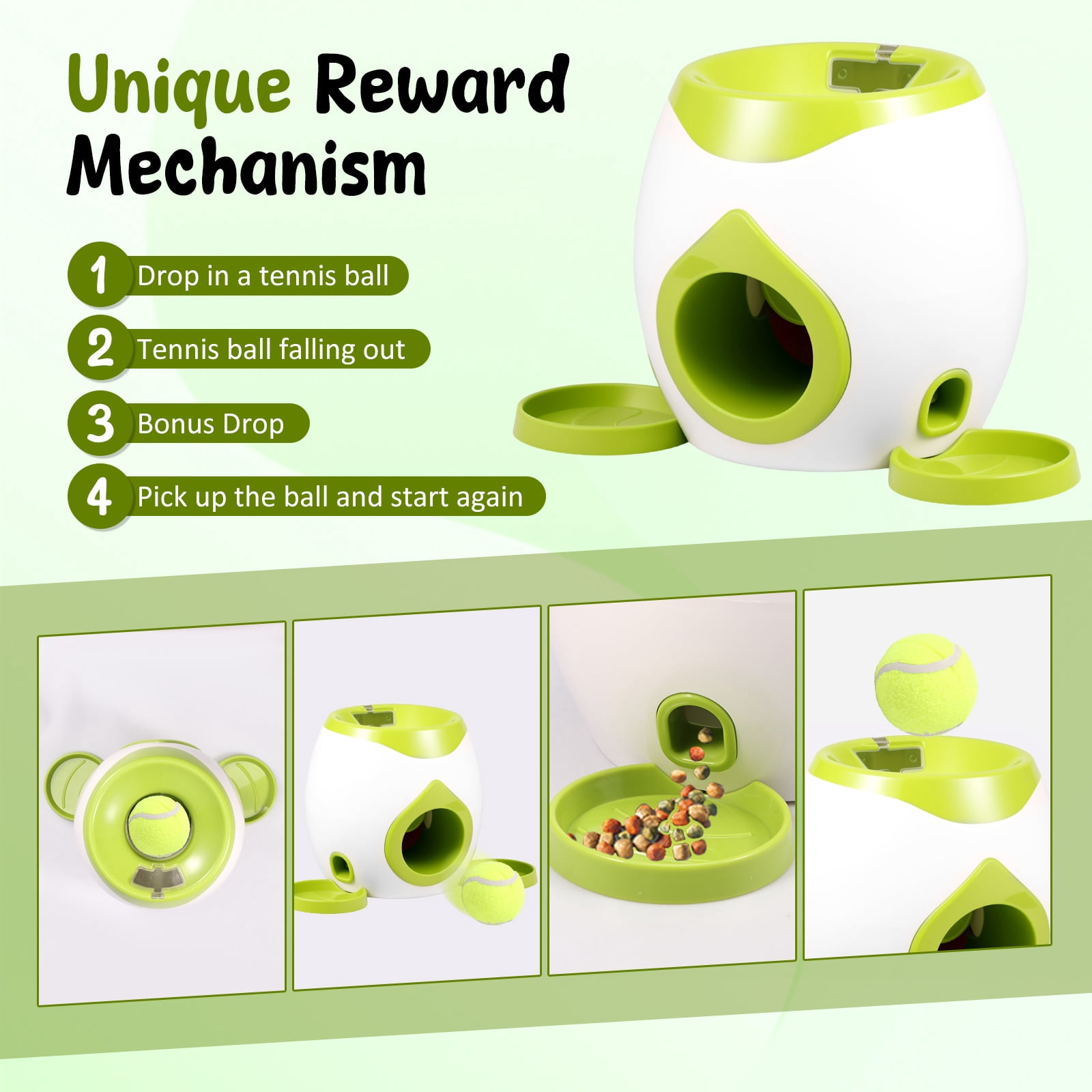 Dog Ball Launcher Interactive Puppy Ball Thrower Machine with Automatic Treat Dispenser Fun Dog Training Toys for Indoor Outdoor