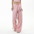 thumbnail image 4 of Zipper Pants Women's Cargo Pants with Deep Pockets, Pull Rope Adjustable Elastic Waist, Breathable Quick Dry Workout Trousers for Hiking Travel, Fitness Gifts for Women | CSEONE,Pink XL, 4 of 7