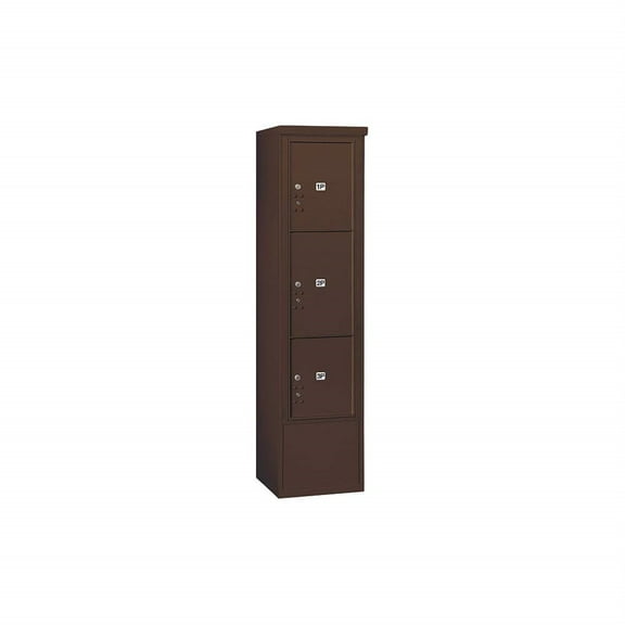 Maximum Height Free-Standing 4C Horizontal Parcel Locker with 3 Parcel Lockers in Bronze with Private Access