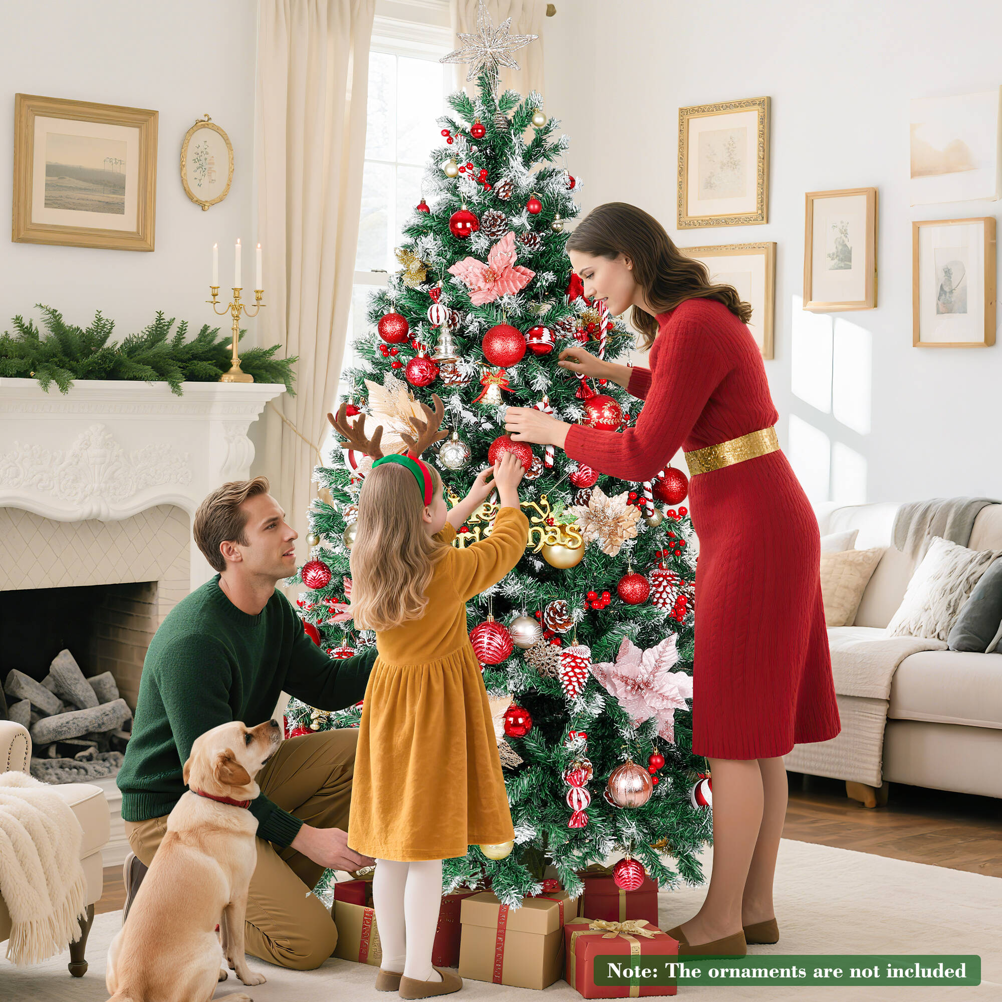 Aufeile 6ft Pre-Lit Hinged Christmas Tree, 250 Warm LED Lights photo 2