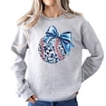 thumbnail image 4 of Blue Bow Disco Softball Sweatshirt for Player Fan Coach Game Day Girly Baseball Pullover Gray Sweatshirt Adult Medium, 4 of 4