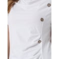 thumbnail image 5 of INSPIRE CHIC Women's Short Sleeve Button Decor Ruched Front Casual  Basic T-shirt XL White, 5 of 6