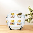 thumbnail image 6 of Yiaed Gnomes Honey Bee Print Bone China Decorative Plate Ceramic Dinner Plates Art Crafts with Display Stand-7in, 6 of 6