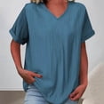 thumbnail image 2 of Summer Casual Short Sleeve Top Loose Fit Solid Color Fashion Blouse With Textured Collar Comfortable Breathable Daily Wear, 2 of 5