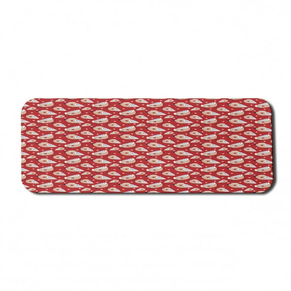 Cartoon Computer Mouse Pad, Doodle Pattern with Whimsical Birds in Scandinavian Style, Rectangle Non-Slip Rubber Mousepad Large, 31" x 12" Gaming Size, Vermilion Beige, by Ambesonne