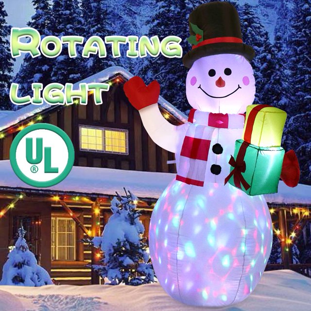 OurWarm 5ft Christmas Inflatables Blow Up Yard Upgraded Snowman Inflatable with Rotating LED Lights Outdoor Garden Decorations