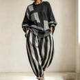 thumbnail image 2 of PNTUTB Fashion Women's Color Block Two Piece Set Crew Neck Long Sleeve Top Harem Pants Loose Casual Comfort Trendy Outfit Sets, 2 of 7