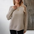 thumbnail image 4 of Itsame Knitted Sweater Women Long Sleeves Loose Sweatershirt Crew Neck Solid Color Relaxed Sweatshirts Beige Size L, 4 of 6