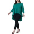 thumbnail image 2 of Blusa de mujer de talla grande Agnes Orinda para el Día de San Patricio, dobladillo alto-bajo, cuello redondo, manga 3/4, top curvy, camiseta casual 1X verde, 2 of 6