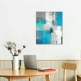 thumbnail image 2 of Abstract Wall Art for Living Room Wall Decor Blue Teal Modern Paintings Canvas Prints Framed Living Room Ready To Hang for Bathroom Bedroom Kitchen Office Boho Grey White Teal Artwork, 2 of 4