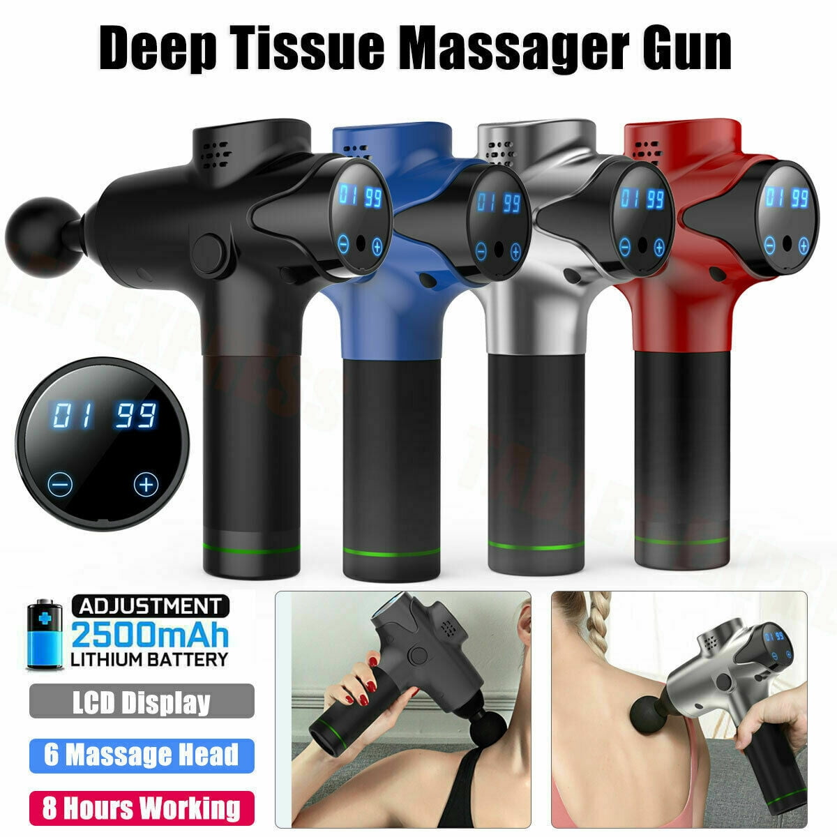 Hand Held Deep Tissue Muscle Massage Gun Portable Cordless Percussion